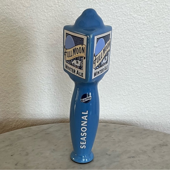 Blue FULL MOON 10" WINTER ALE Beer TAP HANDLE Ceramic Hand Made Man Cave - Picture 3 of 6